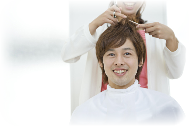 美容院での男性
